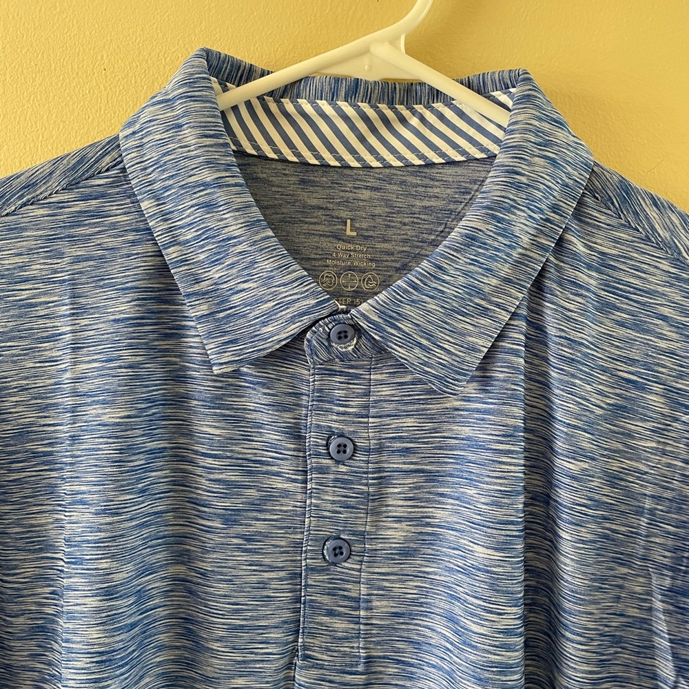 Blue Patterned Men's Polo Shirt-Large
